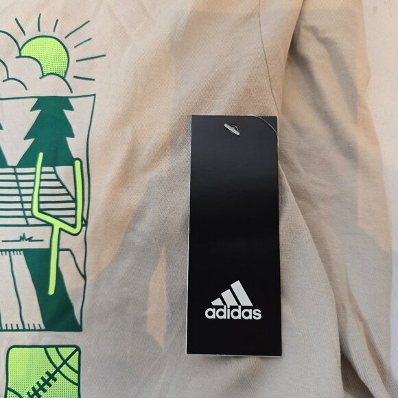 Adidas Boys Outdoor Court Tee in Tan, various sizes, NWT - Picture 4 of 5